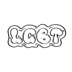 Lgbt pride month flag logo icon Rainbow love lettering Human rights and tolerance Modern doodle creative design Fashion print clothes apparel greeting invitation card banner badge poster flyer Vector