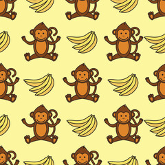 monkey ornament seamless pattern. vector illustration