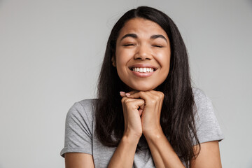 Portrait of a happy smiling young african woman