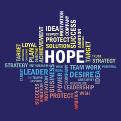 word cloud HOPE, creative business concept, vector illustration