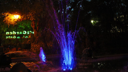 water fountain in office garden area
