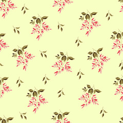 Beautiful floral botanical texture, vector. Neutral botanical seamless pattern in pastel colors. Good for wallpaper, textile, surface decoration