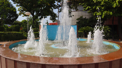 water fountain in office garden area