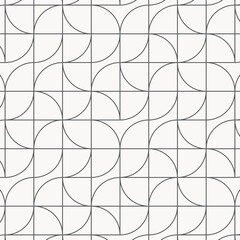 Geometric vector pattern, repeating linear curve on square in different aspect. Pattern is clean for fabric, wallpaper, printing. Pattern is on swatches panel.