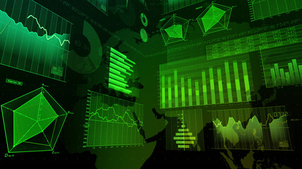Business Data Graph finance Chart Bar 3D illustration background.