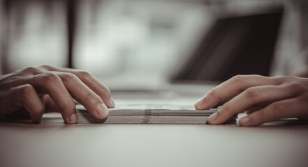 Young women give money to a company employee for bribery