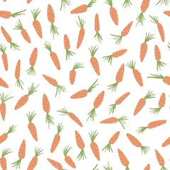 Papier Peint photo Environnement naturel Modèle sans couture de carotte mignon. Conception simple de légume de carotte de dessin animé pour le tissu d& 39 impression textile. fond blanc
