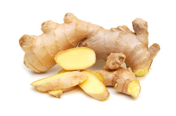 fresh ginger on a white background