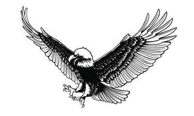 Eagle emblem isolated on white vector illustration. World symbol of freedom. Retro color logo of falcon. Eagle detailed logo.
