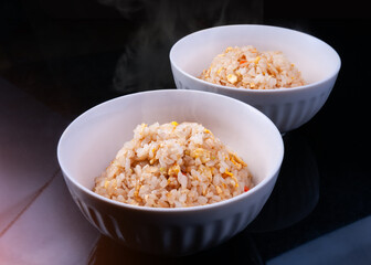 Japanese fry rice cup teppanyaki set.