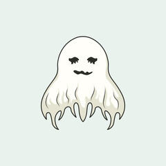 Cute White Ghost Sheet with Black Eyes