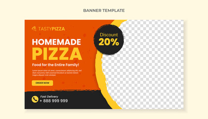 Homemade pizza food banner template