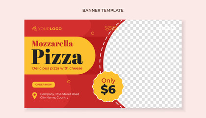 Mozzarella pizza food banner template