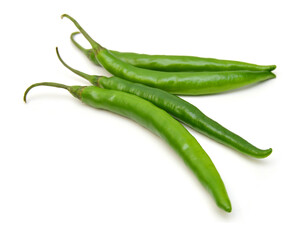 Green Chillies isolated on white with clipping path