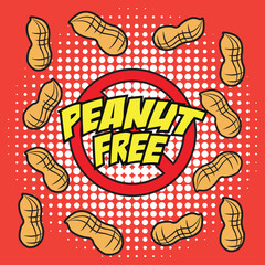 peanut free allergen ingredient for dairy free icon in pop art style. vector illustration