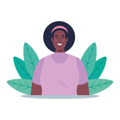woman african character, in nature scene vector illustration design