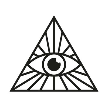 All Seeing Eye Icon. Eye In Triangle. Illuminati Mason Symbol Vector