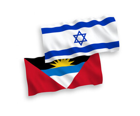 Flags of Antigua and Barbuda and Israel on a white background