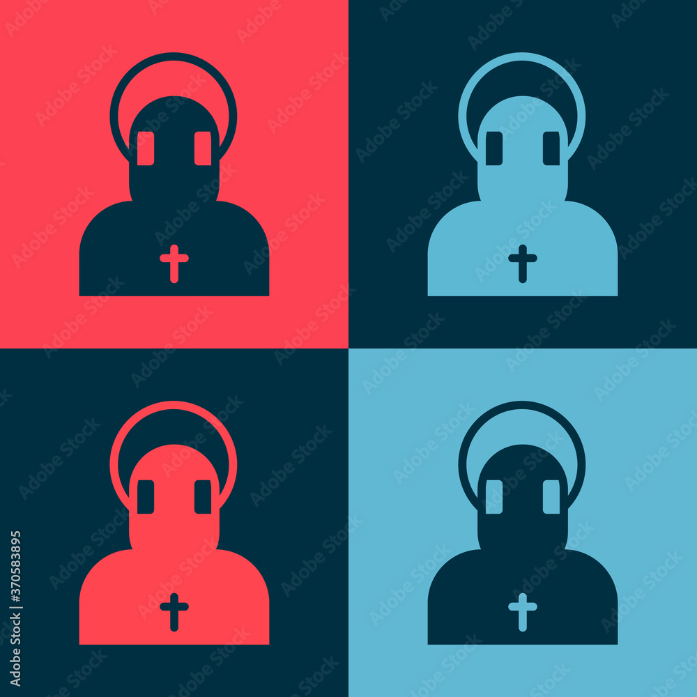 Poster pop art monk icon isolated on color background. vector.