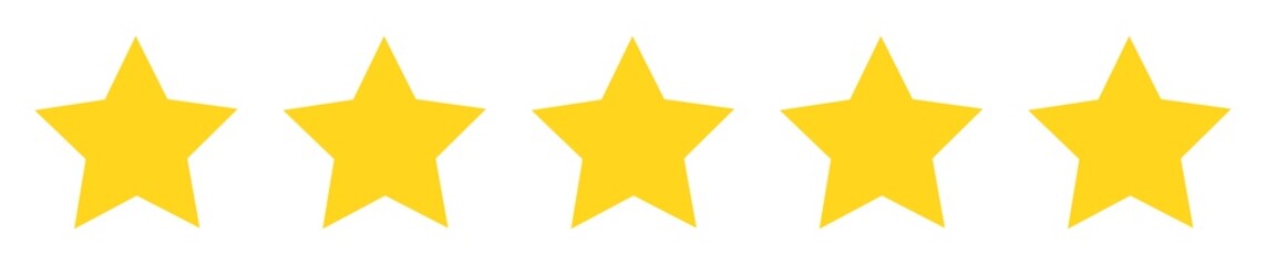 Five stars rate line flat style. Quality rank service symbol on white background