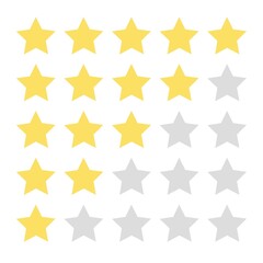 Five stars rate flat style. Quality rank service symbol on white background