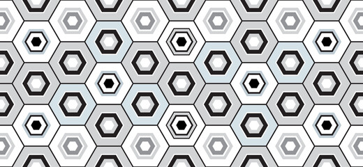 Seamless pattern of geometric shapes with shades of gray and blue. Vector, illustration