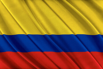 Colorful Colombia flag waving in the wind. 3D illustration.