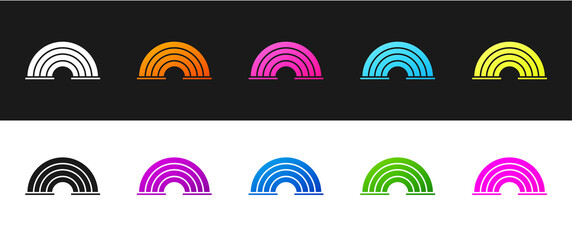 Set Rainbow icon isolated on black and white background. Vector.