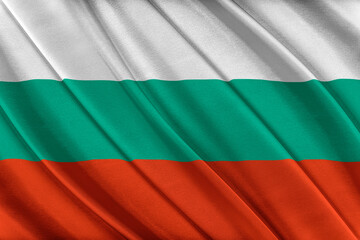Colorful Bulgaria flag waving in the wind. 3D illustration.