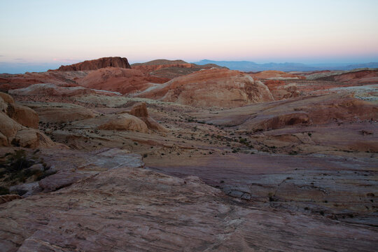 Sunset over the Valley of Fire State Park in the Nevada desert, USA © Travel Stock