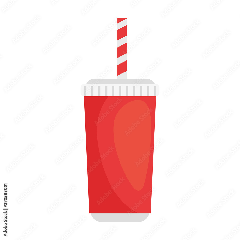 Poster paper cup with straw, on white background vector illustration design