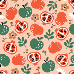 Seamless pattern background for Jewish holiday Rosh Hashanah holiday. Childish print for cards, wallpapers and templates.