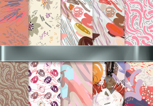 Rough Abstract Hand Drawn Seamless Pattern Collection