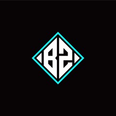 Initial B Z letter with square style logo template vector