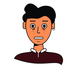illustration of the character's appearance. drawn people in vector. Guy with embarrassed emotion