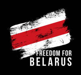 Vector illustration the inscription Freedom for Belarus against the background of the flag. The symbol of freedom Belarus. National colors of Belarus