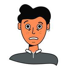 illustration of the character's appearance. drawn people in vector. Guy with upset emotion