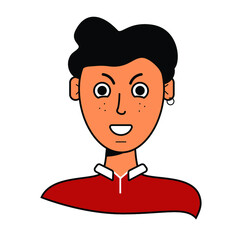 illustration of the character's appearance. drawn people in vector. A guy with an evil emotion