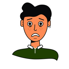 illustration of the character's appearance. drawn people in vector. A guy with a sad emotion
