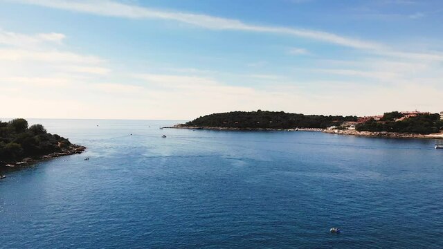 Pjescana Uvala Bay, Istria, Croatia. Panoramic Aerial View of Adriatic Sea Coast and Summer Vacation Destination