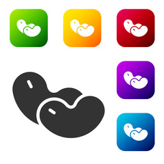 Black Beans icon isolated on white background. Set icons in color square buttons. Vector.