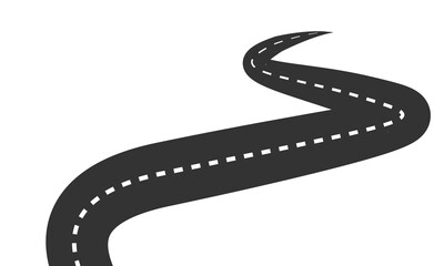 Winding road vector icon. Road illustration isolated on white background.