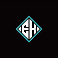 Initial E K letter with square style logo template vector