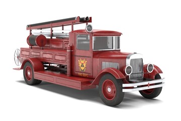 3d illustration an old fire truck