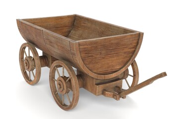 Fototapeta na wymiar 3d illustration of an old wooden cart