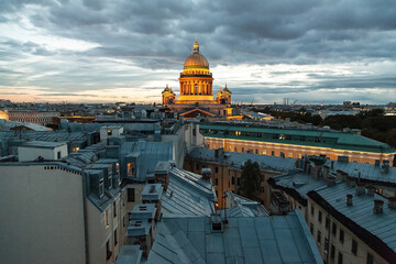 Night cityscape of Saint Petersburg with Saint Isaac's cathedral