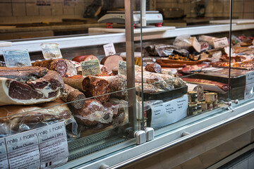 Meat and bacon shop in the market