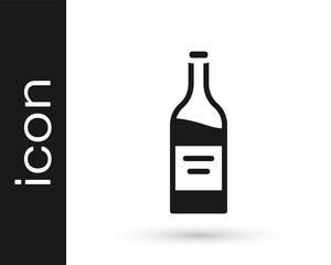 Black Bottle of wine icon isolated on white background. Vector.