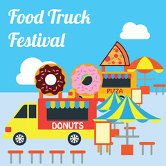 food truck festival banner and poster. vector illustration