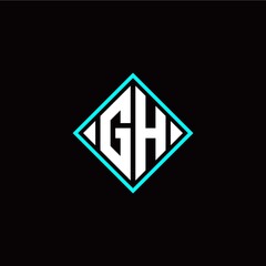 Initial G H letter with square style logo template vector